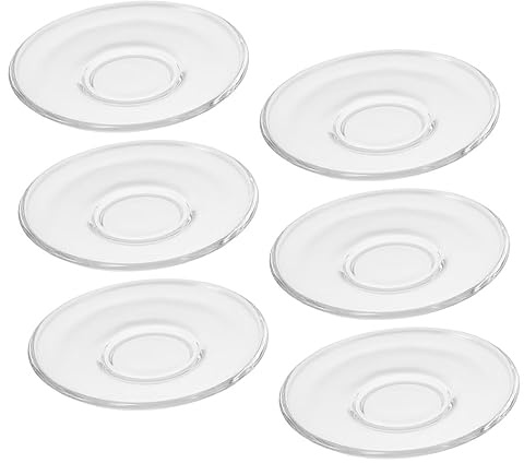 SEWOART 6pezzi Piattini in Vetro Trasparente Rotondi Sottobicchieri Per Tazze Da Tè e Caffè Resistenti e Riutilizzabili Per Uso Domestico e Ristorazione