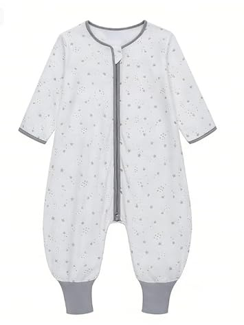 Baby Schlafsack mit Füßen 0.5 Tog 100% Baumwolle Kinder Sommerschlafsack mit Ärmel für Jungen und Mädchen (Stern, L/95-105CM)