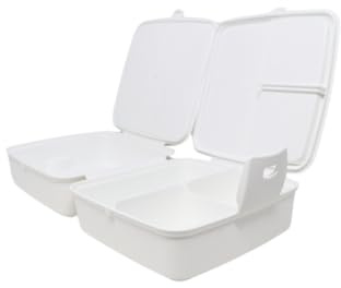 Fiambrera blanca con cubiertos, fiambrera multiusos de 1,4 l con 4 compartimentos, sin BPA, apta para microondas y lavavajillas, resistente para niños y adultos, ideal para la escuela, la oficina