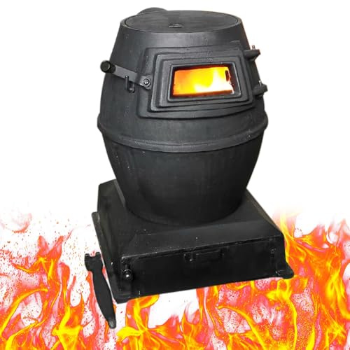 Stufe A Legna da Interno in Ghisa, Stufa A Legna Economica Ventilate con Finestra Panoramica, per Barbecue, Interno, Villa, Riscaldamento e Cucina(L)