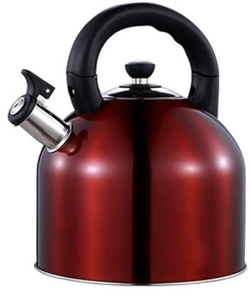 Bouilloire sifflante en acier inoxydable 304 pour cuisinières à induction, gaz, électriques et halogènes Rouge 5,2 l