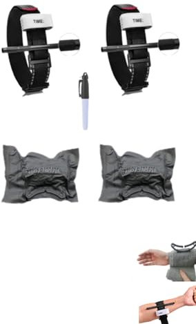 Thulander Pack 2 Torniquetes Tactico + 2 Vendajes Israeli Botiquin Primeros Auxilios para Hemorragias Control Perdida de Sangre Kit de Emergencia para Supervivencia Uso Militar Policial IFAK