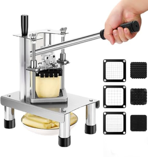 French Fries Cutter Professional Potato Chipper - Stainless Steel Blades, Commercial Vegetable Slicer for Restaurants & Home Kitchen