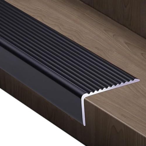 Bordo per scale in alluminio per bordi interni e esterni, antiscivolo, nero, 30 x 20 mm