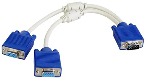 Psdndeww Haute Résolution 1080p VGA 1 Male À 2 Cordon D'adaptateur Câble Vidéo Vidéo pour Sortie À Double Moniteurs Le Câblage Facilement