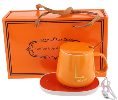 Garneck 1 Set Scalda Tazze Da Caffè Con Set Di Tazze Scalda Tazze Per Scrivania Scalda Tazze Elettrico Scalda Bevande Tazza Da Caffè Con Coperchio E Cucchiaio Per Festa Di Natale