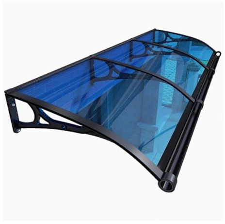 YPIOUREN Outdoor Awning Shelter，Polycarbonate Awning，Front Door Canopy Outdoor Awning，Curved Front Door Canopy Outdoor Awning,UV, Rain, Snow Protection(60cm/24in*160cm/63in)