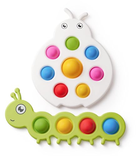 Felly 2PCS Giocattoli Fidget Push And Pop Bubble per Bambini 10 Mesi e Oltre, Gioco Sensoriali Antistress Rilassante, Ansia Sollievo e Promuove Le capacità Motorie, Regali per Feste Compleanno Natale