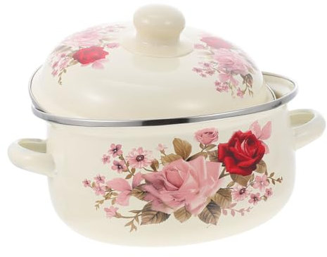 ULTECHNOVO Pentola per Zuppa Smaltata da 18 Cm, Pentola Multifunzione da Cucina Doppio Manico Antiscivolo, Resistente agli Acidi e per Cottura Domestica e Stufati