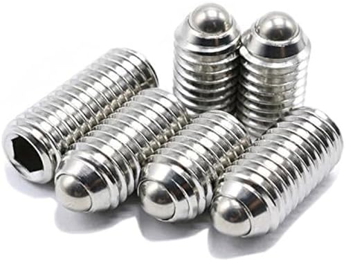 KX-ENERGIE 5 Stück Feder-Kugelstößel-Schraube Kugelkopf Madenschrauben Kugel Punkt Federnde Druckstücke,304 Edelstahl M6 Kugelkopf Madenschraube Schrauben Set Kugelstößel für Mechanische Geräte