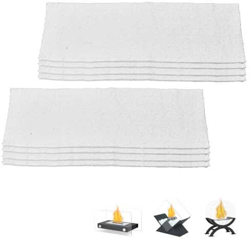 Zuxbolf 8 Pièces Laine de Céramique Cheminée 300x100x13mm Laine de Verre Isolation Thermique Laine de Céramique pour Cheminée Éthanol Éponge Céramique Bioéthanol pour Cheminée de Table