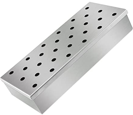 BEBEMOKO Stainless Steel Bbq Smoke Box for Outdoor Grilling Durable Pellet Smoker with Even Ventilation for Wood Chips and Charcoal Enhance Flavor Without Modifications
