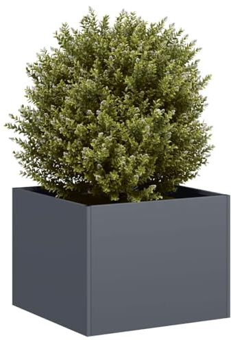 INLIFE Pflanzgefäß Anthrazit 40x40x30 cm Stahl,Heim & Garten,Rasen & Garten,Gartenpflege,Blumentöpfe & Pflanzgefäße,Anthrazit,4.1 KG,860796