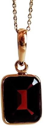 Pendentif rectangulaire à facettes en grenat naturel rouge 11 x 9 mm, collier carré en argent sterling 925 avec chaîne câble de 45 cm, énergie, passion, protection, chakra racine, cadeau | gmpd_0278
