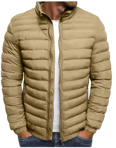 Steppjacke Herren Winter Daunenjacke Dünne Thermo Jacket Schwergewicht Warmer Winterjacke Langarm Herrenjacke Classic Einfarbige Mantel Fashion Bequeme Thermojacke S-3xl