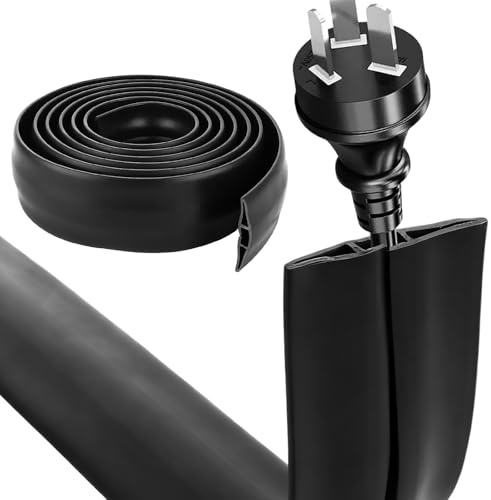 AKOLAFE Cable Protector Outdoor 3M Floor Cable Cover Black Rubber Cables Protector Heavy Duty Wire Covers for Cables Wires Floor, 15 x 6mm Inner Channel