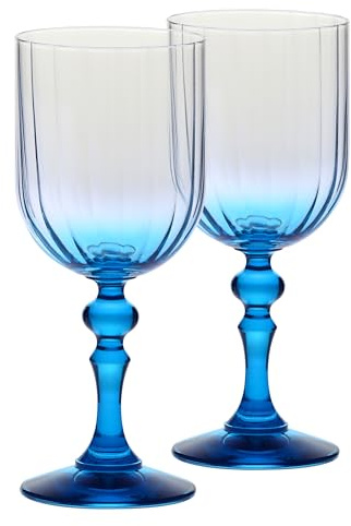 Vinglas KROSNO 300 ml med turkos fot, set om 2 – för rött och vitt vin, mocktails och vatten – blyfritt kristallglas – tål diskmaskin – Celebration Moments Bubble