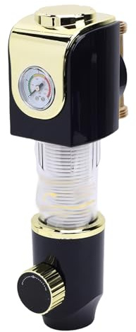 Luocute Filtre à Sédiments, Système de Pré-filtration D'eau pour Toute la Maison 8 T/H avec PréFiltre 1/2 et Manomètre, Filtre Réutilisable en Acier Inoxydable 40 μm pour la