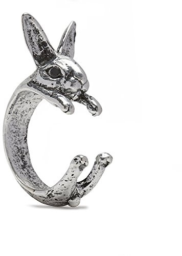 Serebra Jewelry Hasen Kaninchen Ring mit Silber-, Bronze-, Schwarztönung Größenverstellbar Damen