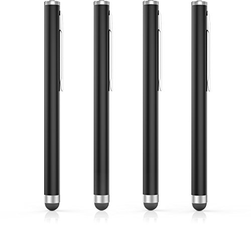 MoKo Stylus Pen(4PCS), Universal Capacitive Touch Screen Rubber Tip Digital Pen Compatible with iPad, iPhone, Samsung, Kindle, All Capacitive Touch Screen Devices Smartphones & Tablets - Black, Black
