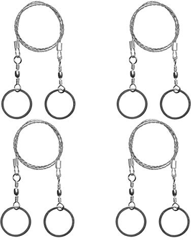 4er Set Survival Drahtsäge – hochwertige Drahtseil Handsäge aus Edelstahl – Notfall Seilsäge & Camping Sägedraht – Sägeschnur Handseilsäge aus Metall für Outdoor, zum Wandern & zur Jagd