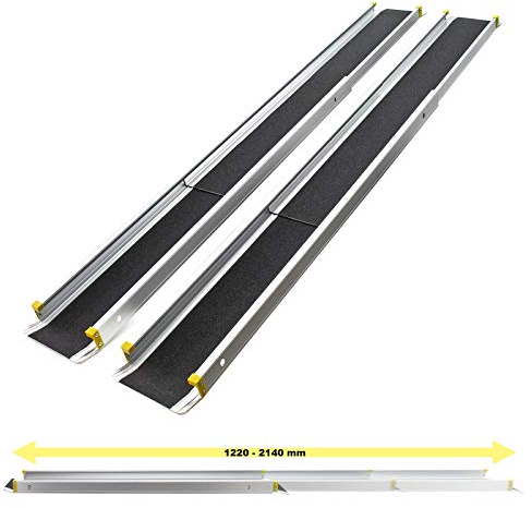 2x rampe telescopiche in alluminio Max 270 kg con rivestimento antiscivolo e bordi alti ai lati