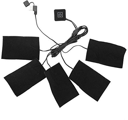 Clothes Heating Pad, USB Electric Heated Pad 5 in 1 Waterproof Heater Pads Heating Element Adjustable Temperature Warmer Tool for Cold Winter, Home & Outdoor Warm
