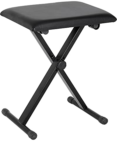 HOMCOM Klavierhocker Höhenverstellbar Klavierbank, X-förmiger Pianobank mit Kunstleder Kissen Klappbare Klavierstuhl für Piano Keyboard 39 x 29 x 37-47 cm Schwarz