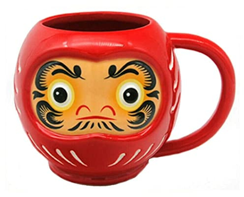 Vision4ever Japanese Style Red Daruma Head Shaped Novelty Ceramic Mug Coffee Cup New With Attractive Looks