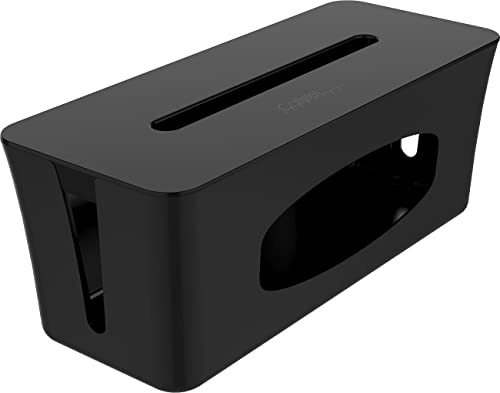 Callstel Kabelbox groß, 40x15,5x16,5 cm mit Ladesteckplatz im Deckel, schwarz