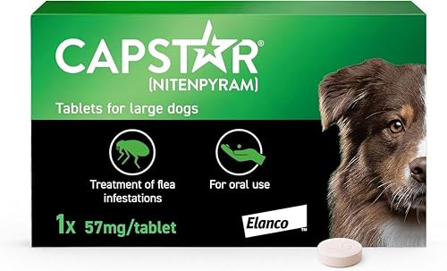 Capstar Flea Tablets for Dogs, for Medium and Large Dogs from 11.5kg to 57kg, Oral Medication for Flea Treatment in Dogs, Contains 1x 57mg Nitenpyram Flea Tablet
