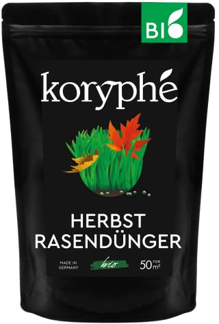 Koryphé Bio Herbst-Rasendünger 1,5 kg - Biologischer & nachhaltiger Rasen-Dünger für Herbst, Winter I Rasendünger-Bio zur Stärkung der Gräser I Macht Rasen winterfest I Bio Herbstrasendünger