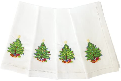 HCRAFT Bestickte Baumwoll-Tischservietten, Stoffservietten, 45,7 x 45,7 cm, Weihnachtsbaum-Serviette, quadratischer Stoff, Esszimmer, Servietten, maschinenwaschbar, Weihnachtsservietten, tolle