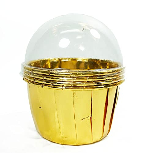 Lot de 50 moules à Cupcakes avec couvercles en Forme de dôme 5,5 oz Moules à Muffins Grands emballages for Cupcakes Souffle Pudding Ramequin Holders (Color : C, Size : 50PCS)