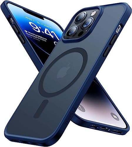 TORRAS [Upgrade Magnetisch für iPhone 13 Pro Hülle für MagSafe [Militärschutz] (TOP Adsorption) Schutzhülle Samtige Touch Matt Stoßfest Anti-Kratzen Handyhülle Case Blau