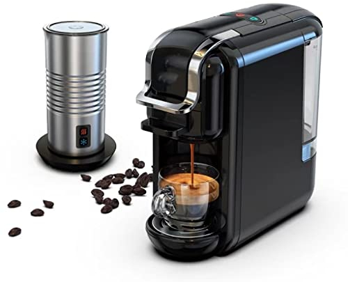 KNOKR Machine à expresso multi-capsules 19Bar 4 en 1 avec machine à mousser le lait froid et chaud en acier inoxydable (Size : EU)