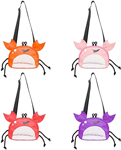 URFEDA Krabbenform Mesh Strandtasche,Netz Strandtasche, Aufbewahrungstasche für Strandspielzeug,Mesh Beach Bag,Strandtasche, Netztasche,Tragbare Kinder Aufbewahrung Netz Tasche, für Familie Urlaub