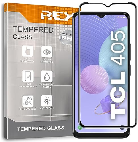 REY Curved Screen Protector for TCL 405/406/408, Black, Premium Tempered Glass, 9H+ Oleophobic Coating, Anti-Scratch, 1 Pack