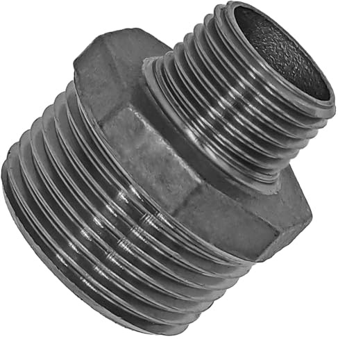 MegaHaustechnik Reduziernippel, 1 1/2“ x 3/4“AG, Gewindefitting Edelstahl | Trinkwasser geeignet, Außengewinde reduziert, Rohr, rostfrei INOX Reduzierung Stück Reduktion