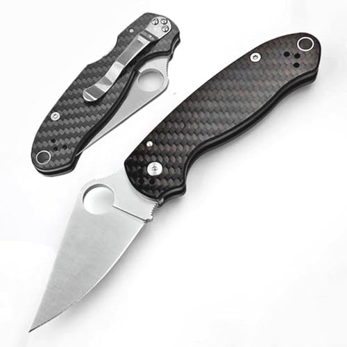 Klappmesser 7.56 klein scharfes Taschenmesser loch aus stahl, Kohlefaser carbon, kohlenstofffaser karbon, Outdoor Edc Messer Survival Jagdmesser, S30V edelstahlklinge, flipper messer neck knife clip