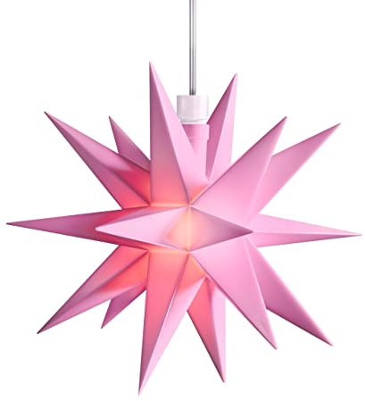 3D LED Stern Weihnachtsstern Rosa, Ø12cm, Batterie-Fach mit Timer Ministern
