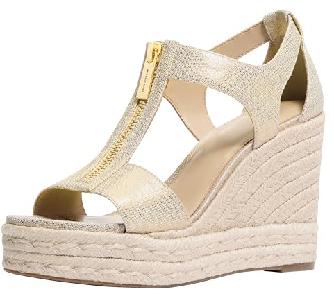Michael Kors kvinnors Berkley Mid Espadrille kil sandal, Blekt guld, 41 EU