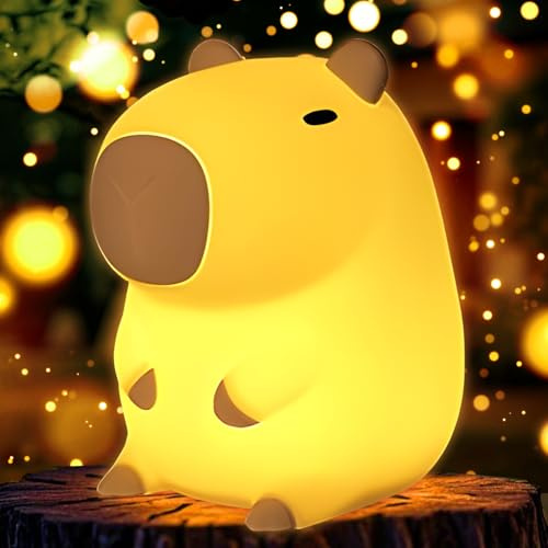xinrongda Capybara Veilleuse Enfants, Capybara Touch Control Lampe de Chevet, Recharge USB et Minutage, Kawaii Silicone Lampe AnimalièRe pour Chambre à Coucher, Chambre D'Enfant, Enfants, Adultes (a)
