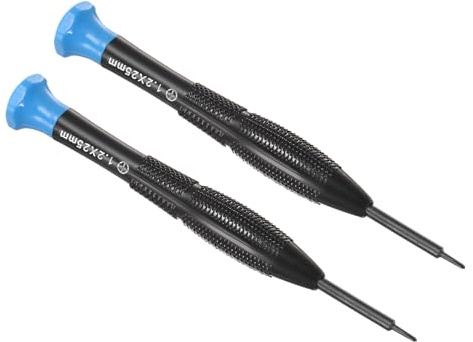 CoCud Tournevis Phillips Miniature, Taille 1,2 mm, Longueur 109 mm, Tournevis Cruciforme en Acier avec Couvercle Pivotant et Poignée Antidérapante, 2 Pièces