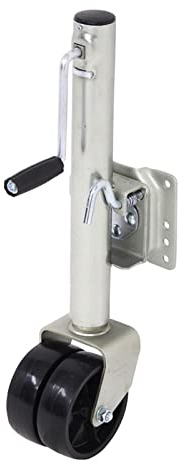 JOXLOVER 6 Zoll Double Solid Wheel Sidewind Round Swivel Trailer Jack mit Bolt On Capacity 650KG Jockey Wheel Boat RV Parts Zubehör