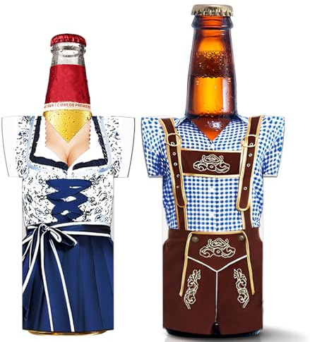 Oktoberfest dekoration, Oktoberfest tillbehör ölflaskor kylare ölkylare (2-pack) för 0,3 l, 0,33 l & 0,5 l långvarig svalka