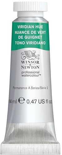 Winsor & Newton 0105696 Professional Watercolour - Viridian Farbton, 14ml Tube - Aquarellfarbe, lebendige Farben in Künstlerqualität, hohe Farbbrillanz & Leuchtkraft, lichtecht