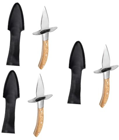 Amosfun 3St Austernmesser mit Holzgriff oyster knife austernöffner Austernschneider Schaltier Meeresfrüchte-Schale Austernschälschneider Werkzeug zum Öffnen von Austern Rostfreier Stahl