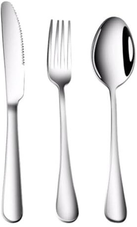 FHPEWXDG Flatware Set Silverware Set 2/3/4 Pcs Knife Fork Spoon Stainless Steel Flatware Set Mirror Polished Dinner Forks Portable Cutlery Set Safer