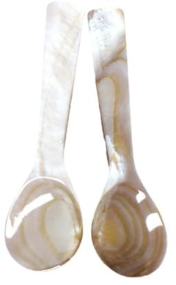 Rockreyoa Cuchara de nácar rosa de 11 cm, cuchara de caviar, cuchara de huevo, cuchara de café, cuchara de helado, cuchara de sopa, para caviar, huevo, helado, sal, café, servir restaurante, juego de